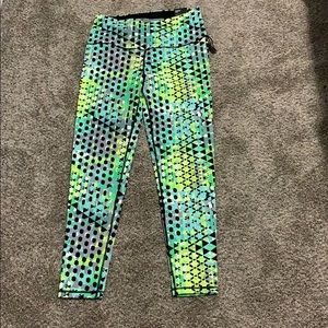 Victoria's Secret sports Green and Black Patterned Track Pants and sport bra set